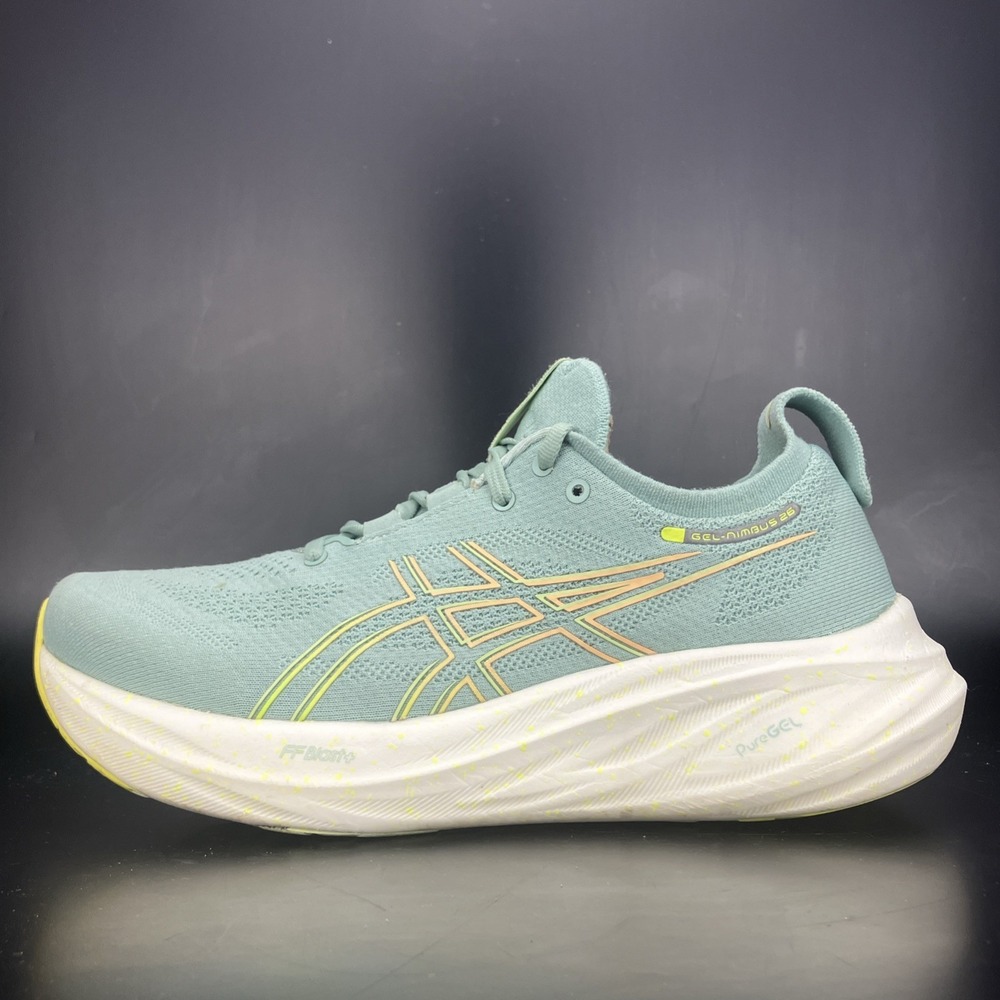ASICS Gel-Nimbus 26 Running Shoes - Women Size 9.5 'Light Celadon/Safety Yellow'